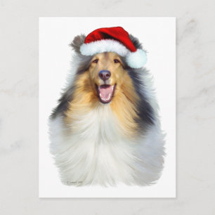 Cartão Postal De Festividades Collie Papais noeis de Natal