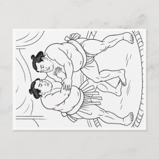 Cartão Postal De Festividades Color Your Sumo! Japanese Sumo Wrestler Coloring P