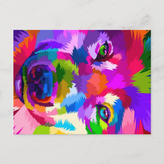 Cartão Postal De Festividades coloração do lobo (Frente)