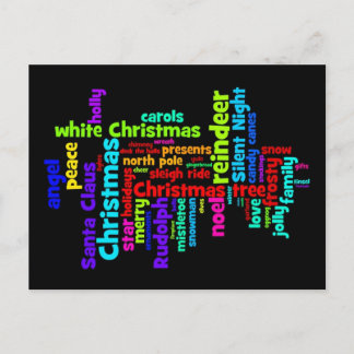 Cartão Postal De Festividades Colorful Christmas Word Cloud