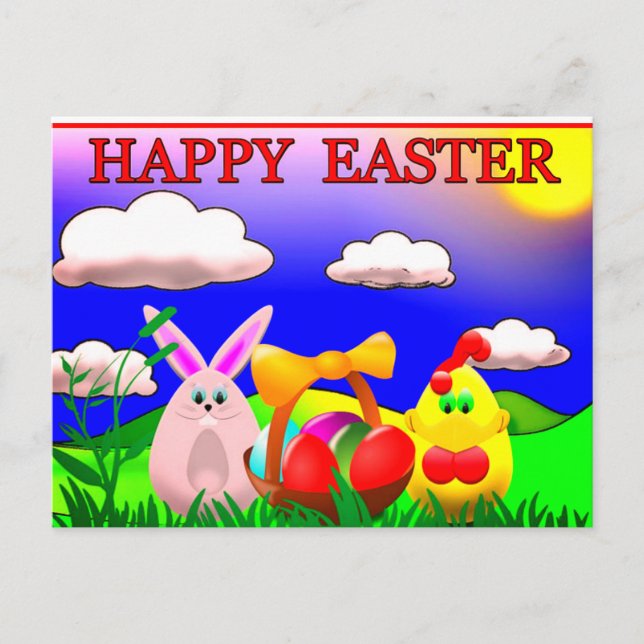 Cartão Postal De Festividades Colorful Happy Easter Holiday Postcard (Frente)