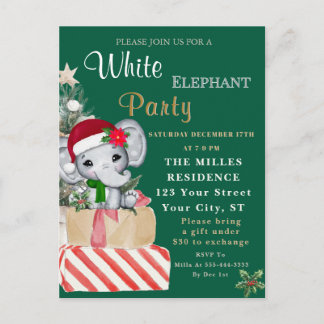 Cartão Postal De Festividades Colorful White Elephant Christmas Holiday Party 