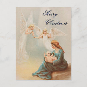 Cartão Postal De Festividades Colorida vintage Mary com o cartão de bebê Jesus