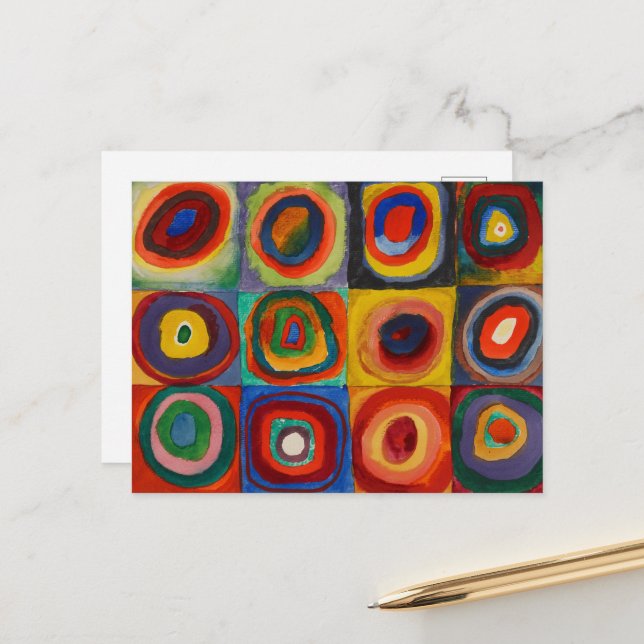 Cartão Postal De Festividades Colour Study de Wassily Kandinsky (Frente/Verso In Situ)