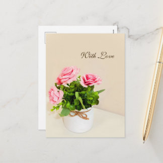 Cartão Postal De Festividades Com Amor Rosas Rosas 