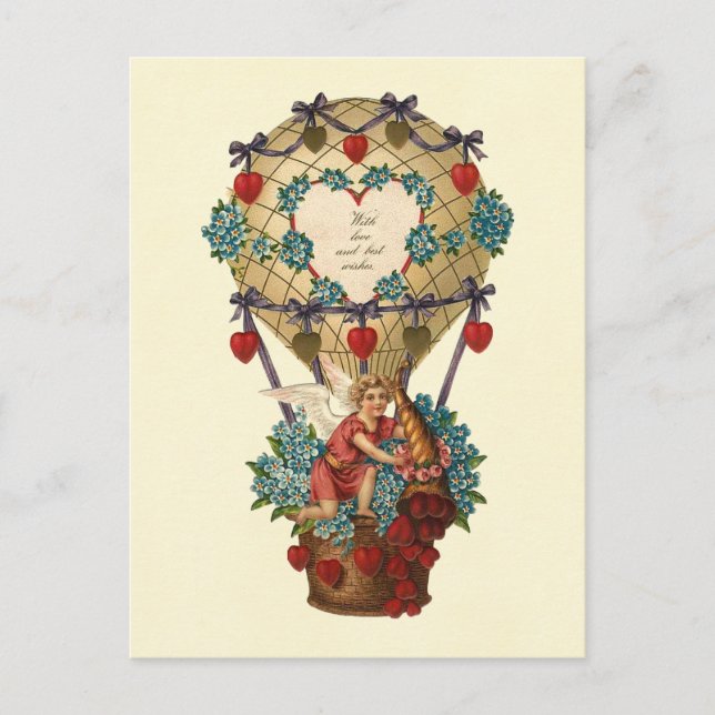 Cartão Postal De Festividades Com Namorados de Amor e Melhor Desejo (Frente)