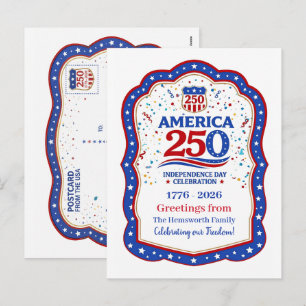 Cartão Postal De Festividades Comemorativo Personalizado do 250º Aniversário da 