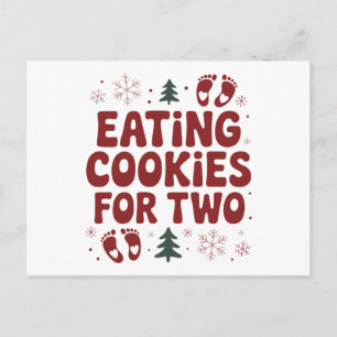 Cartão Postal De Festividades Comendo Biscoitos Para Dois Natal Mãe Grávida