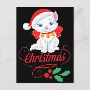 Cartão Postal De Festividades Comfort Colors® Árvore de Natal e Gato 2025