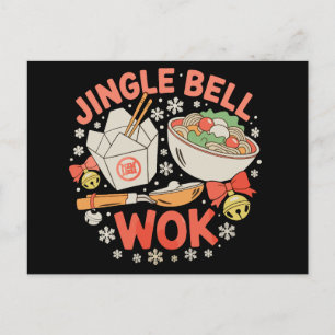 Cartão Postal De Festividades Comida Chinesa Jingle Bell Wok Natal Xmas