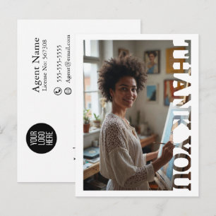 Cartão Postal De Festividades Comissão de Artista Pequenos Negócios Foto Obrigad