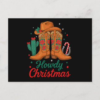 Cartão Postal De Festividades Como vai Natal Botas de Cowboy Chapéu Cacto Ferrad