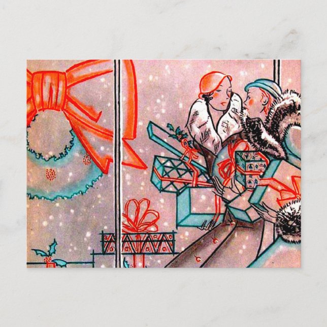 Cartão Postal De Festividades Compra de Natal (Frente)