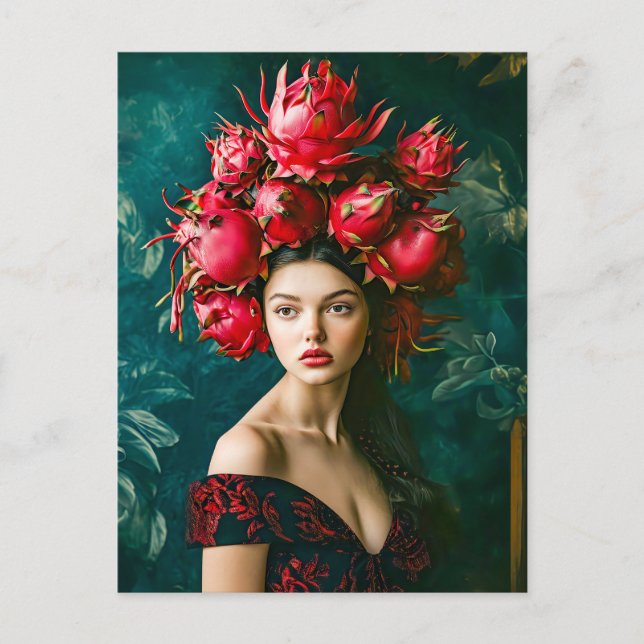 Cartão Postal De Festividades Conceito de Moda de Fruta do Dragão (Frente)