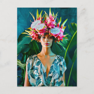 Cartão Postal De Festividades Conceito de Moda de Fruta Dragão Tropical