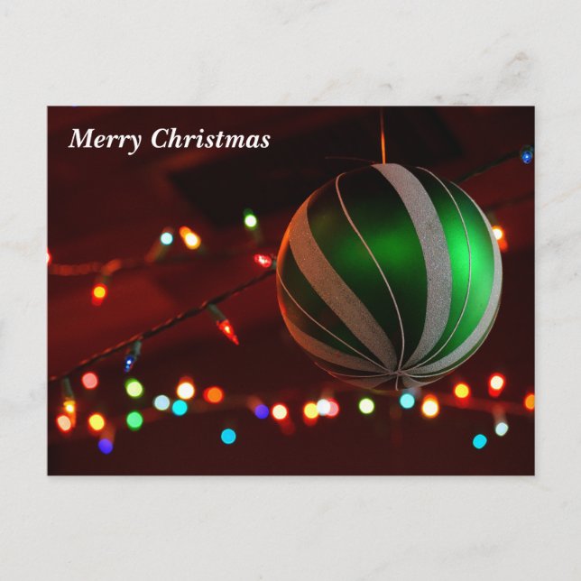 Cartão Postal De Festividades Condecorações de Bolas de Natal Feliz (Frente)