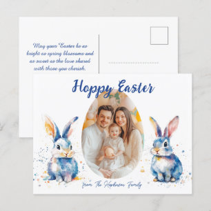 Cartão Postal De Festividades Conexão Personalizável 🐇 Coelhinho Duo da Páscoa