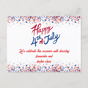 Cartão Postal De Festividades Confetti Patriótico 4º da Celebração de julho