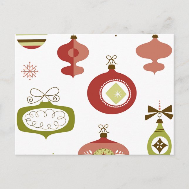 Cartão Postal De Festividades Conjunto de Enfeites de natal Retroativos (Frente)