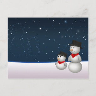 Cartão Postal De Festividades Constelação Cute Snowmen