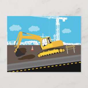 Cartão Postal De Festividades Construção de Caminhões de Escavador