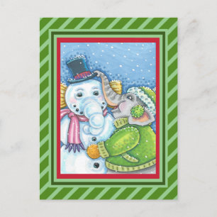 CARTÃO POSTAL DE FESTIVIDADES CONSTRUÇÃO ELEFANTE DE NATAL CHRISTMAS PACHYDERM