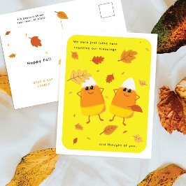 Cartão Postal De Festividades Contando Bênçãos | Candy Corn Amarelo de Outono