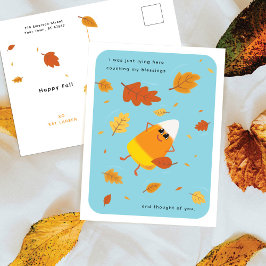 Cartão Postal De Festividades Contando Minhas Bênçãos | Candy Corn Caindo no Céu