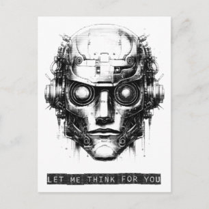 Cartão Postal De Festividades Controle da mente Impressão preto Cyberpunk Robot