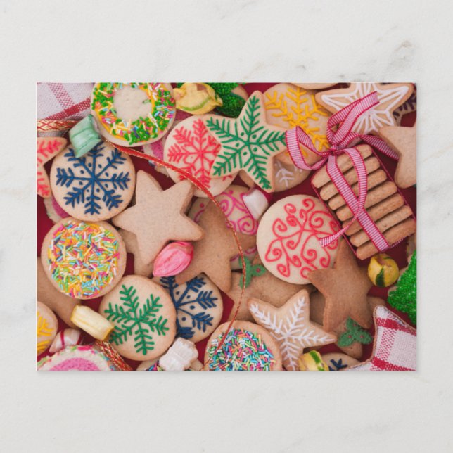 Cartão Postal De Festividades Cookies de Natal (Frente)