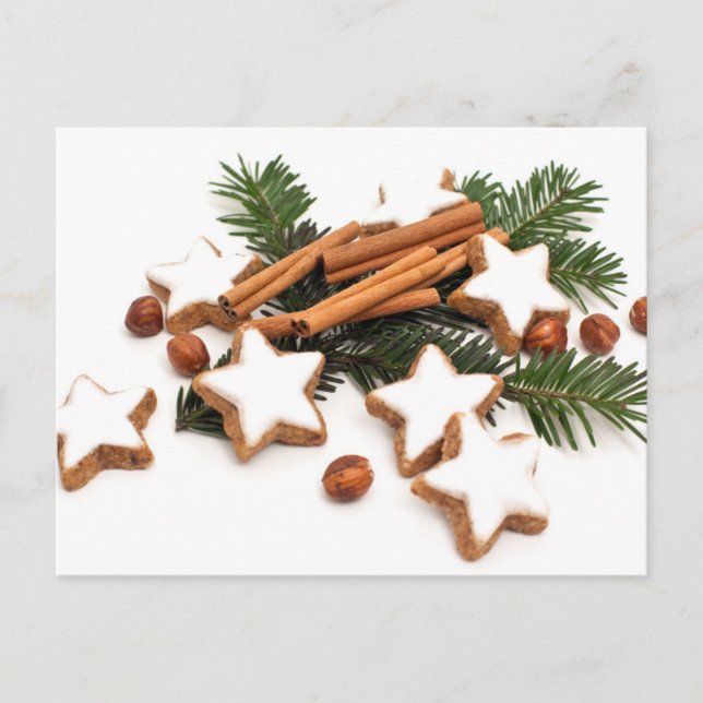 Cartão Postal De Festividades Cookies de Natal com canela (Frente)