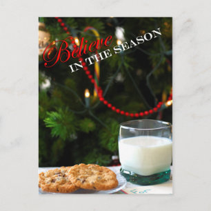 Cartão Postal De Festividades Cookies de Natal e Leite para Papais noeis