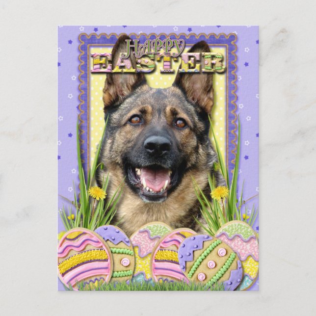 Cartão Postal De Festividades Cookies de Ovos de Páscoa - German shepherd (Frente)