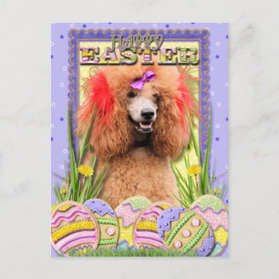Cartão Postal De Festividades Cookies de Ovos de Páscoa - Poodle - Vermelho