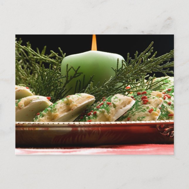 Cartão Postal De Festividades Cookies E Velas De Férias (Frente)