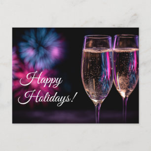 Cartão Postal De Festividades copos de champanhe para Ano Novo