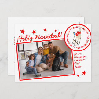 Cartão Postal De Festividades Coquito Season Bottle Custom Photo Text