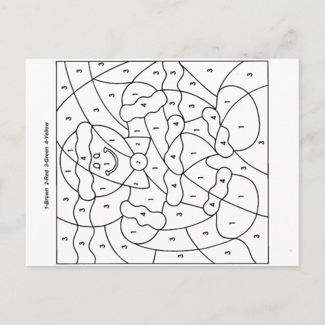 Cartão Postal De Festividades Cor por número (Frente)