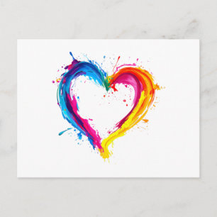 Cartão Postal De Festividades Coração Colorido Amor Dia dos Namorados