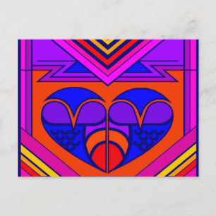 Cartão Postal De Festividades Coração de São Valentim Art Déco