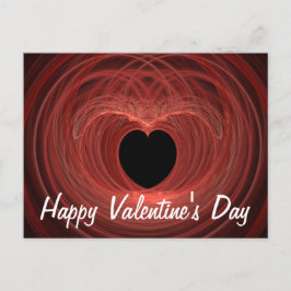 Cartão Postal De Festividades Coração Espiral Vermelho e Preto