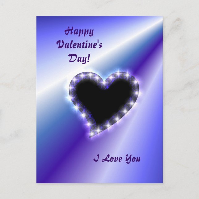 Cartão Postal De Festividades Coração no Arco-Íris roxo (Frente)