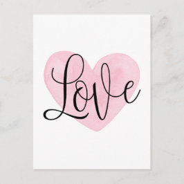 Cartão Postal De Festividades Coração rosa. Dia de os namorados. Amor. Lâmpada m