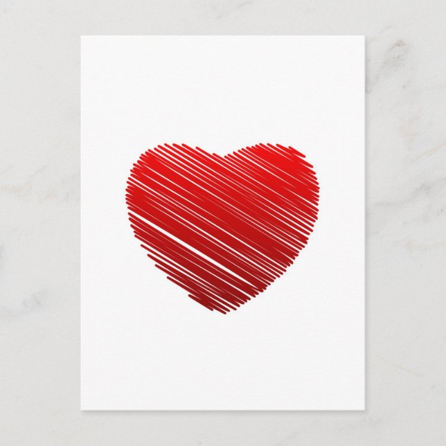 Cartão Postal De Festividades Coração vermelha do namorados esboçado (Frente)