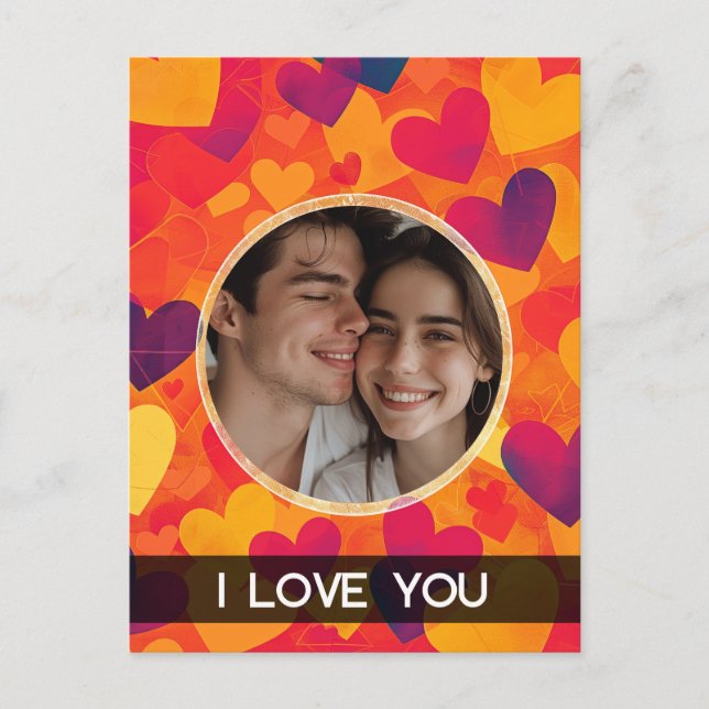 Cartão Postal De Festividades Corações de Bolhas (Frente)