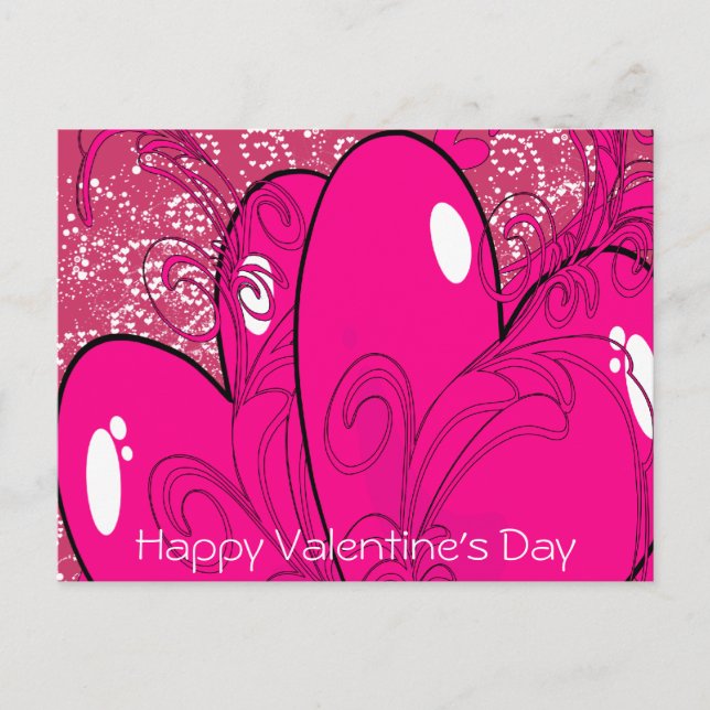 Cartão Postal De Festividades Corações Duplos - (Frente)