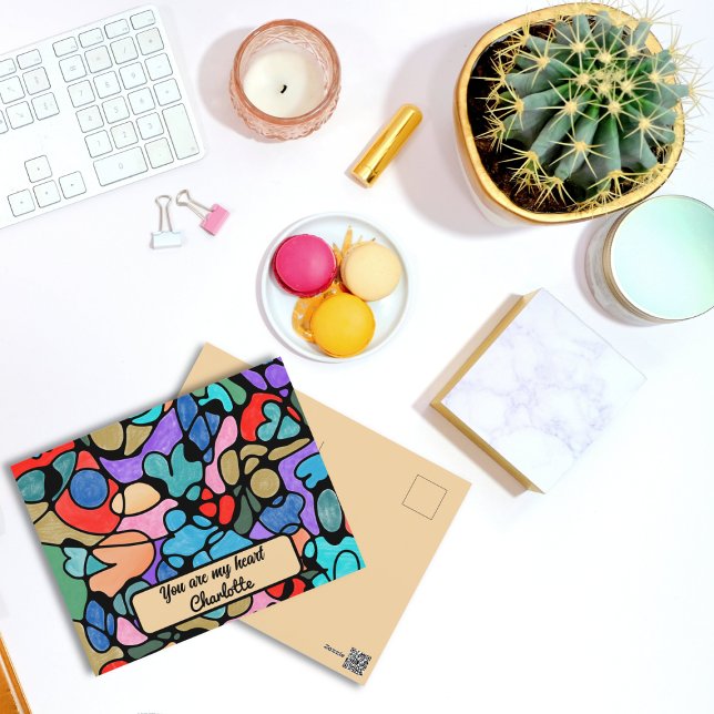 CARTÃO POSTAL DE FESTIVIDADES CORAÇÕES NEUROGRÁFICAS CORES DIGITAIS (Criador carregado)