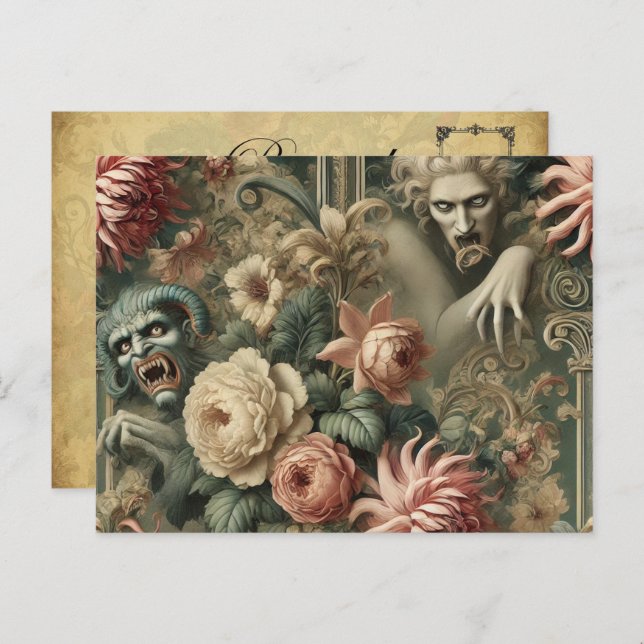 Cartão Postal De Festividades Corações Vacantes - Vitoriano Gótico (Frente/Verso)