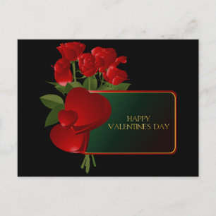 Cartão Postal De Festividades Corações vermelhos e Rosas no cartão-postal Nam