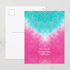 Cartão Postal De Festividades Corante rosa e azul colado com modo Mandala